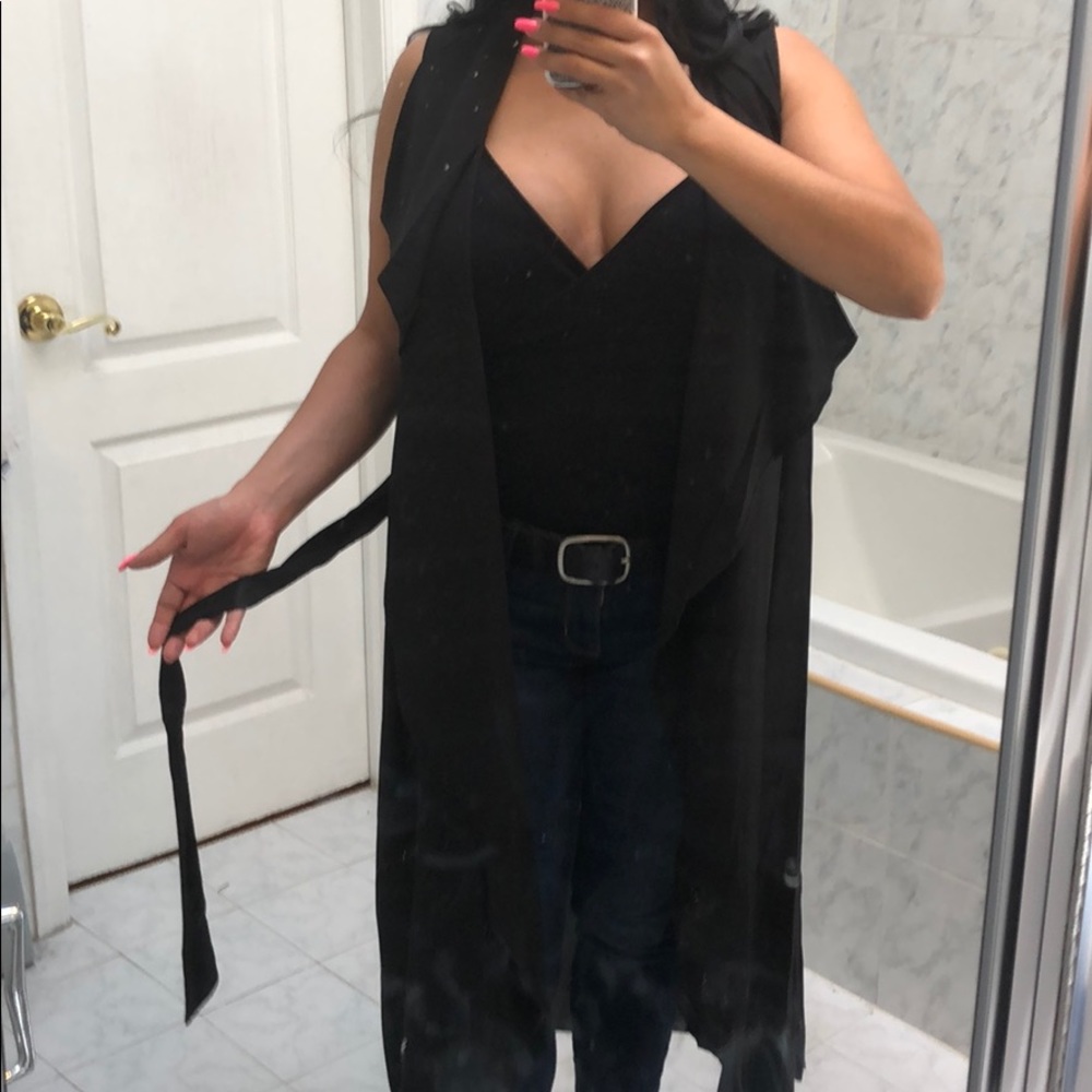 LAST 1! Belted  open front drape duster vest - Picture 7 of 8